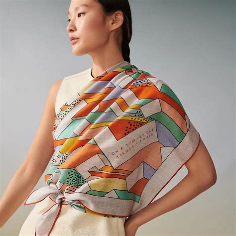 Hermès On A Summer Day Giant Triangle Scarf 